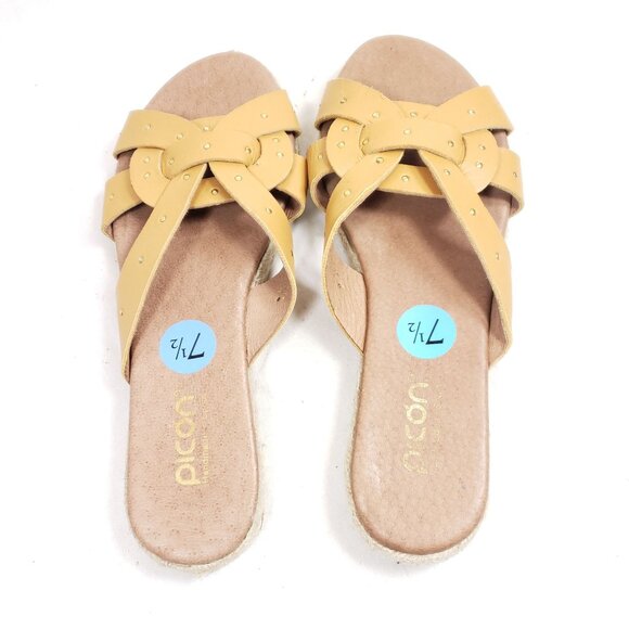 Picon Slide Sandals Women's Size 7.5 Gold Leather - Picture 7 of 8